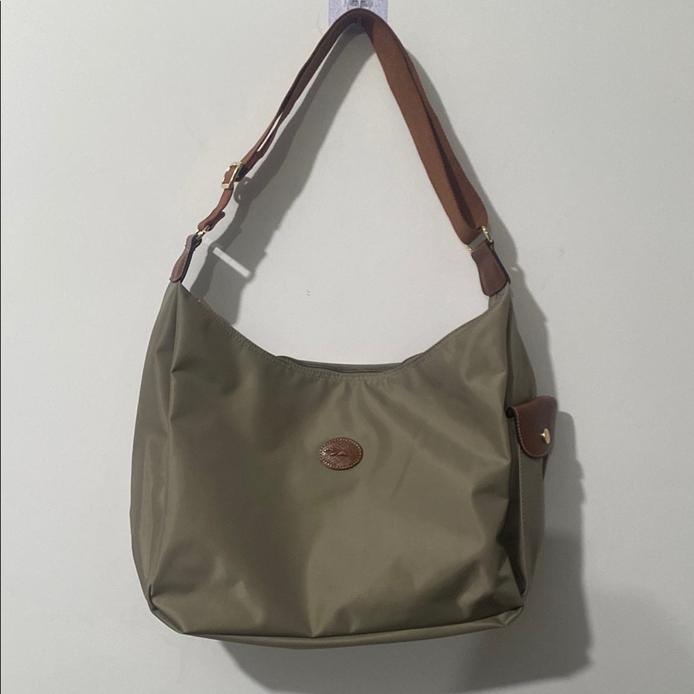 Longchamp Dove Gray Nylon Le Pliage Hobo